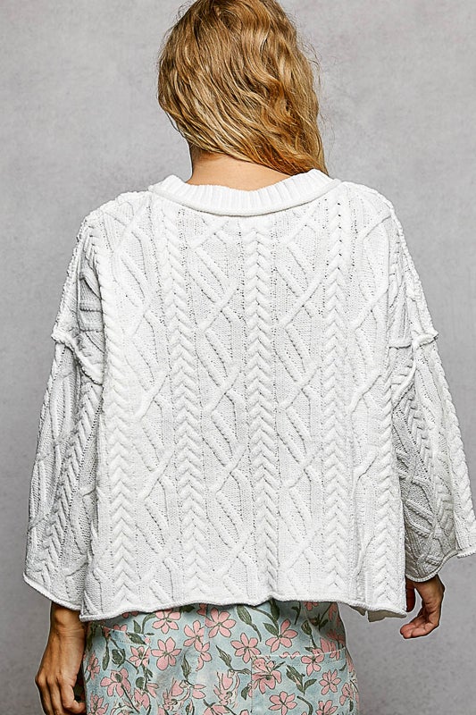 POL- 3/4 Sleeve Sweater (Off White) PREORDER *Final Sale*