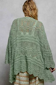 POL-Long Sleeve Cardigan (Grass Green) *Final Sale*