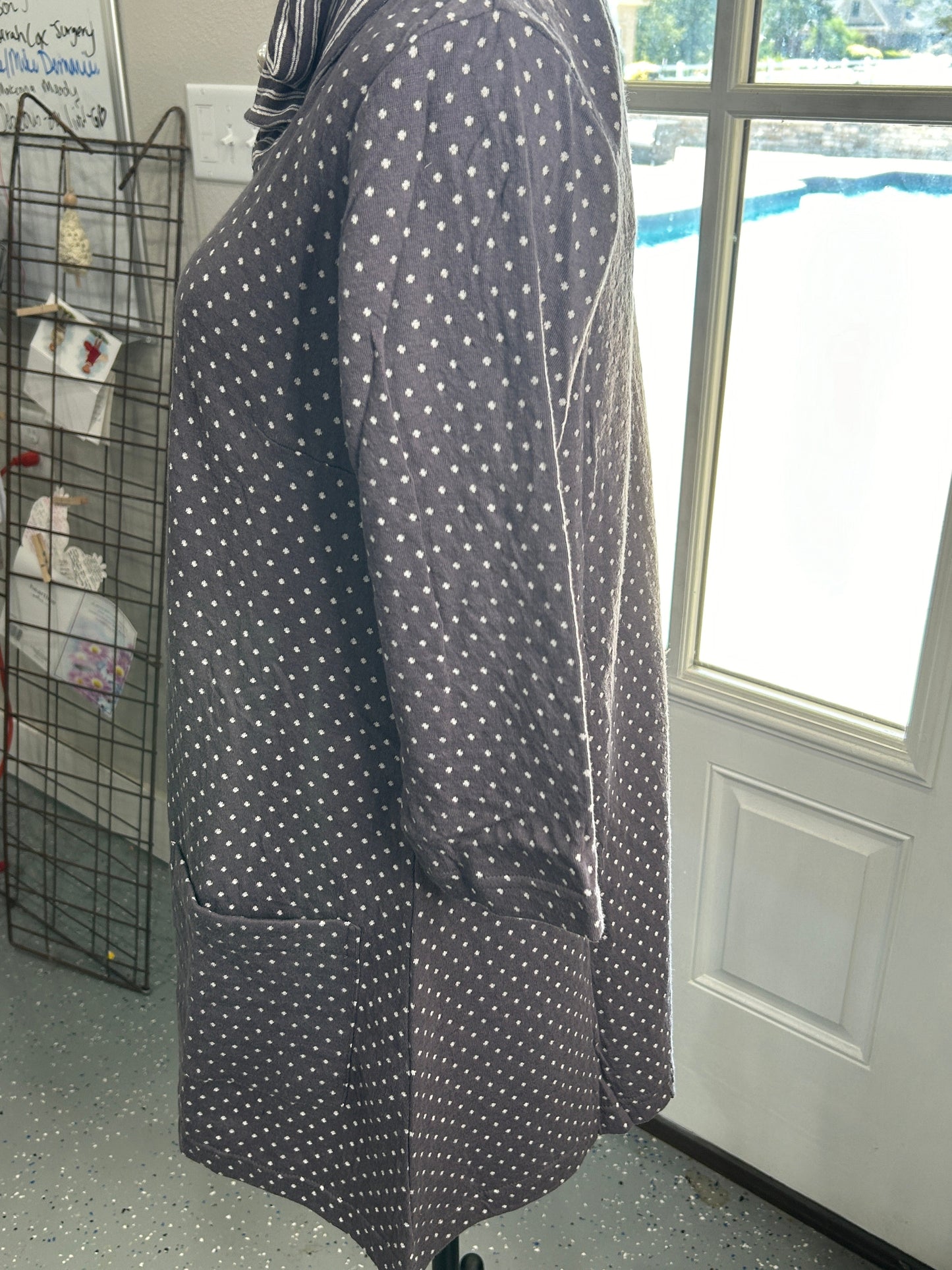 FINAL SALE APT-Paper Lace- Cowl Neck Tunic (Gray & White)