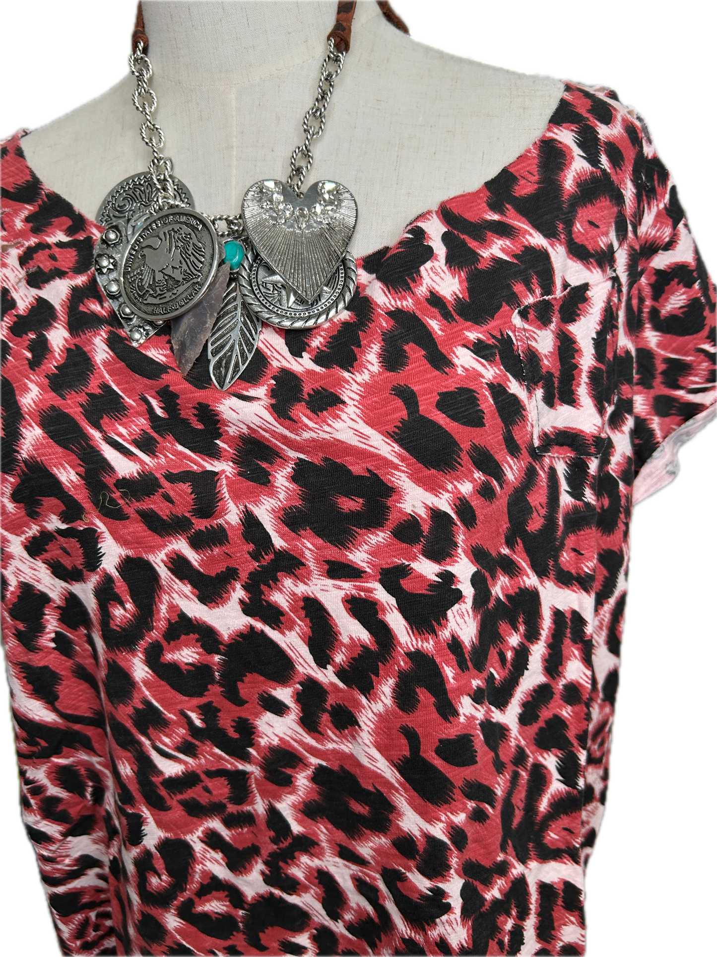 A RARE BIRD - Pink/Cranberry Leopard Tee *Final Sale*