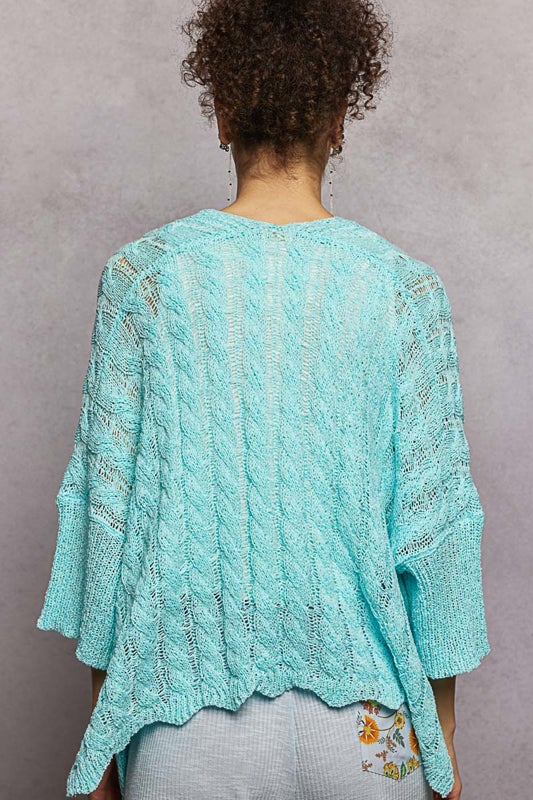 POL-Short Sleeve Cardigan (Electric Blue) PREORDER *Final Sale*