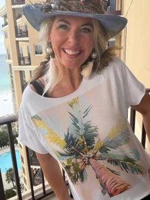 Palm Tree Vibes T-Shirt (Christy Cut) (With Bling)