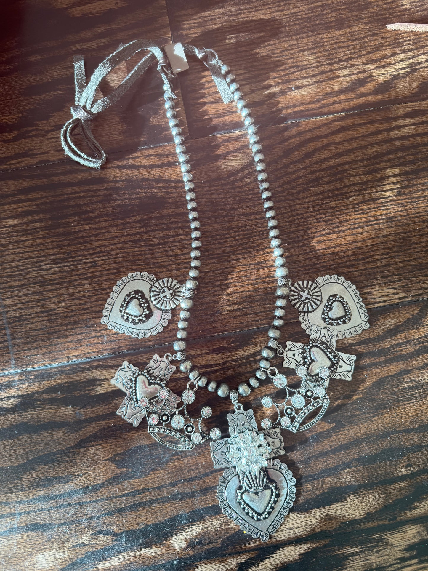 A Rare Bird- Silver Heart and Cross Charm Necklace