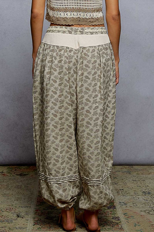 POL - Double Gauze Flower Paisley Embroidered Pants (Toasted Almond)