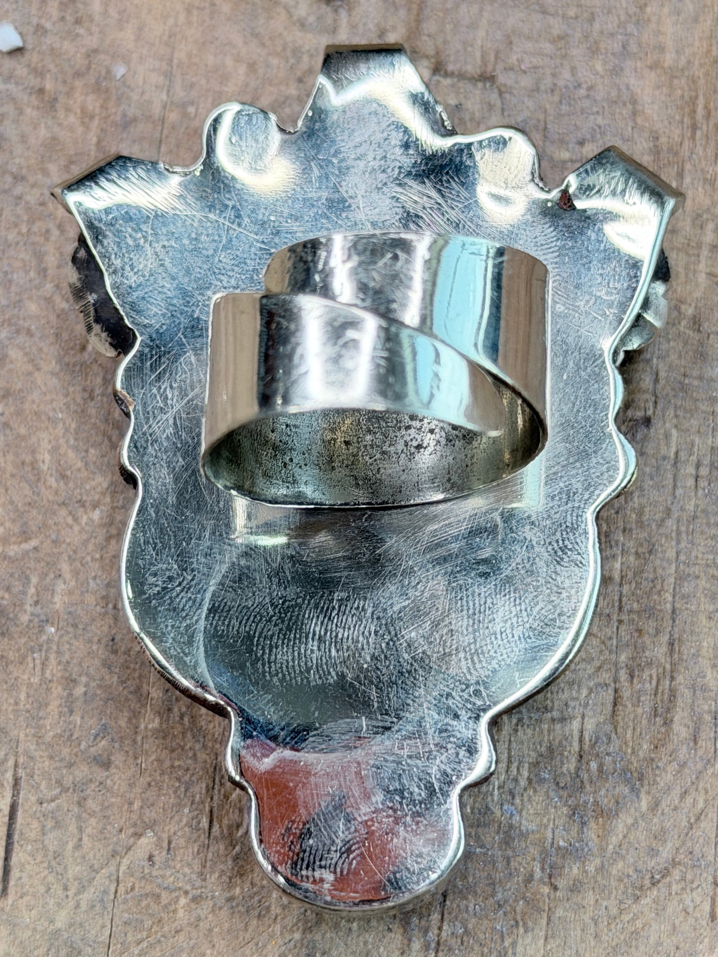 German Silver Unique Turquoise Flower Ring