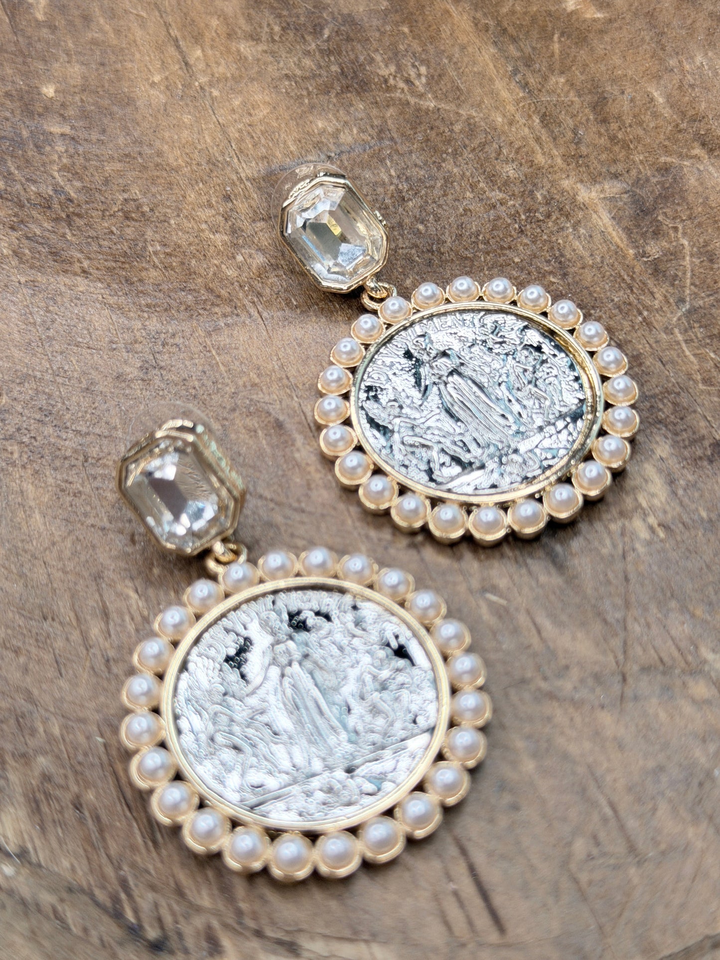Silver and Gold Coin Earrings (A)
