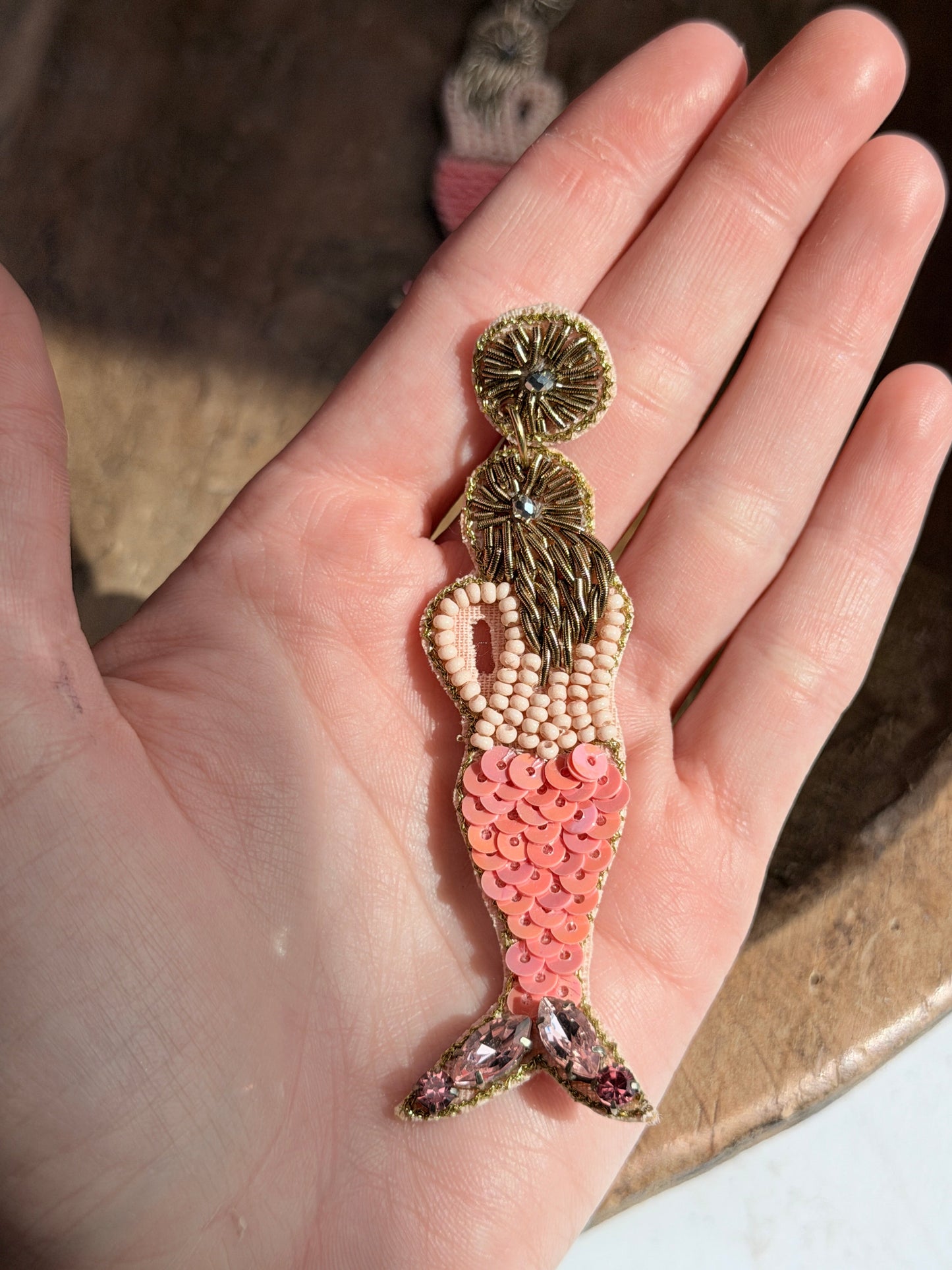 Beaded Pink Mermaid Earrings