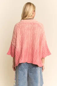 Davi & Dani- Cable Knit Ombre Sweater (Coral)
