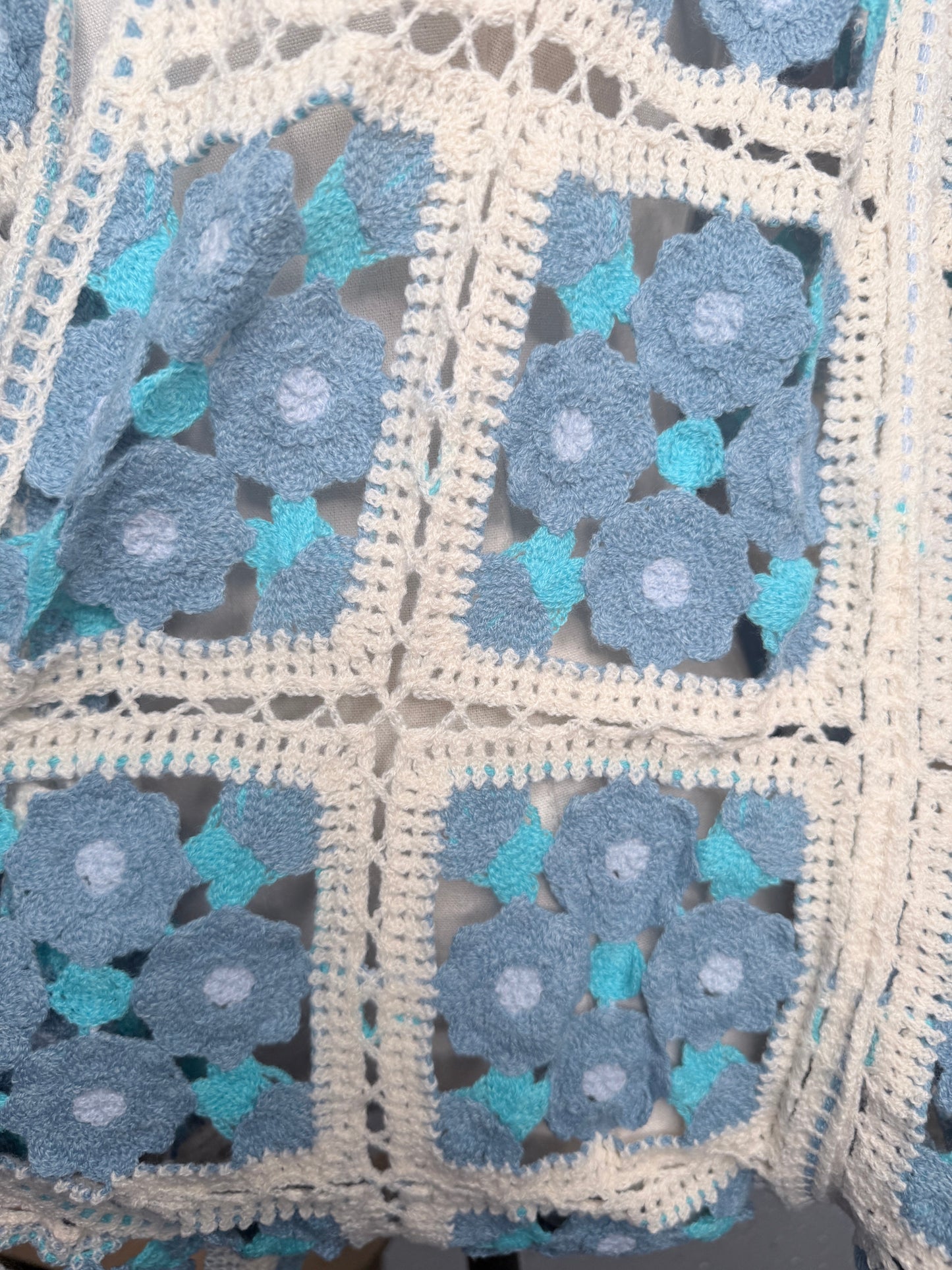 Mini Flora Crochet Square Cardigan (Blue)