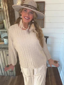 SALE Easel- Loose Fit Knitted Sweater (Natural) *Final Sale*