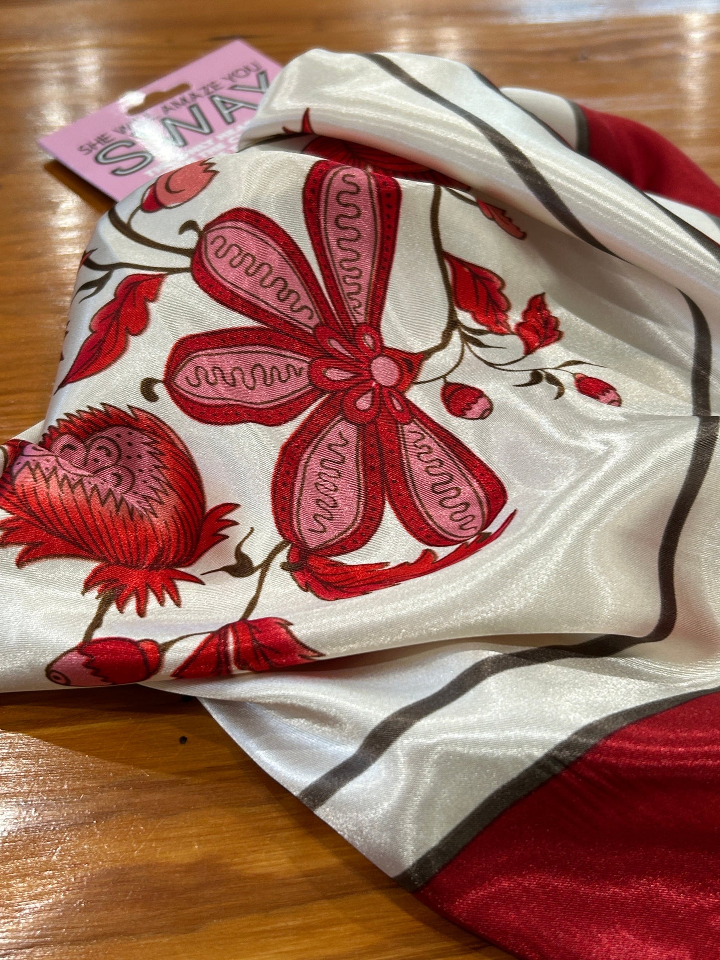 Sway Satin Headband Cream, Maroon and Pink