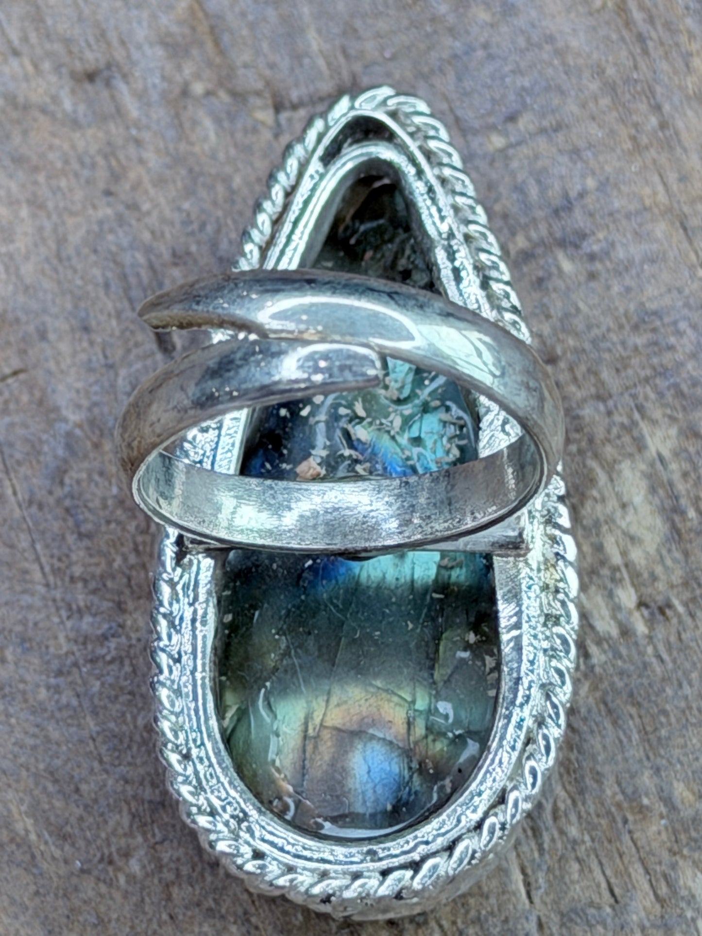 Clair German Silver Labradorite Teardrop Ring
