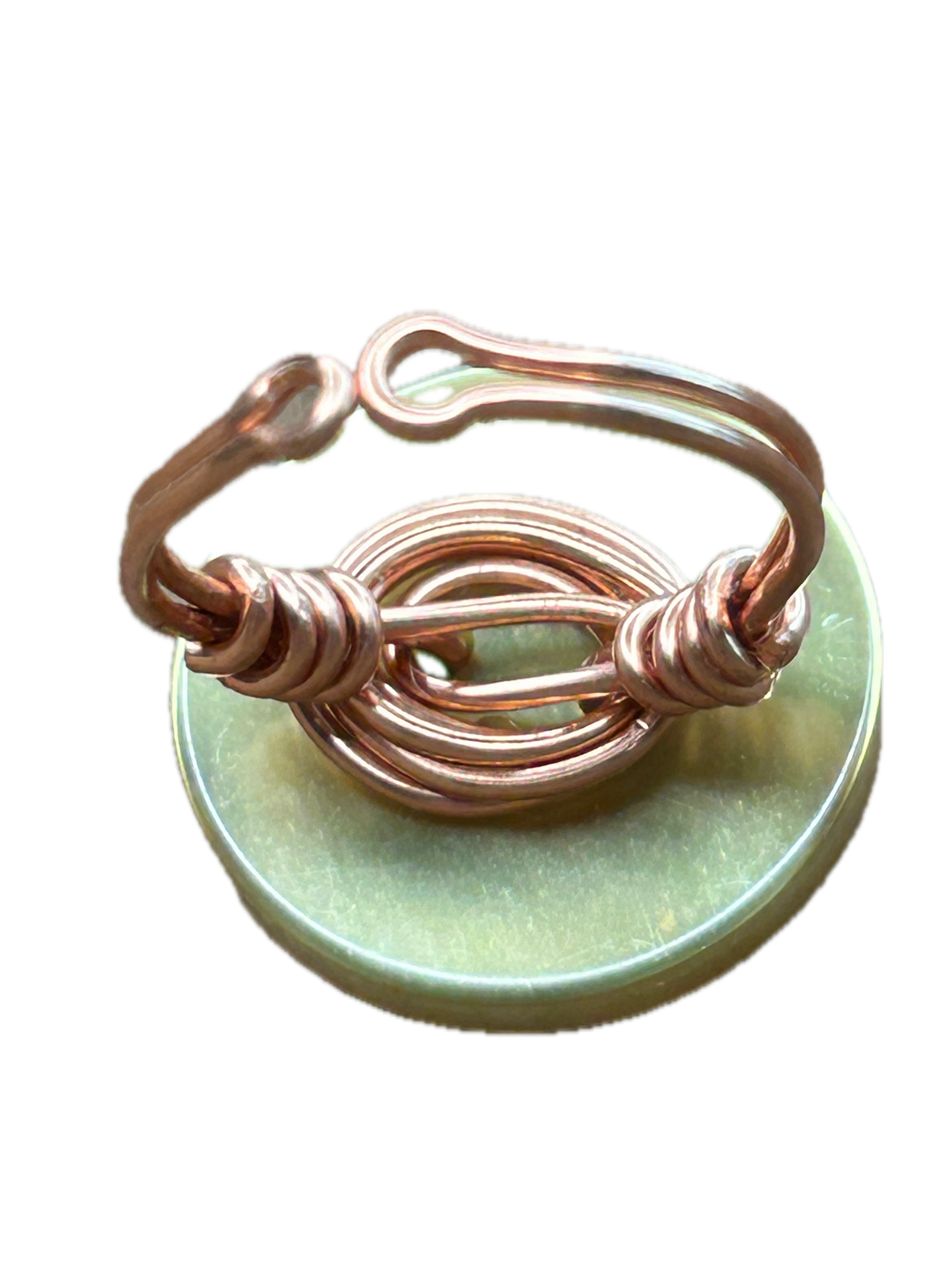 Vintage Button Wire Ring (Green and Gold)