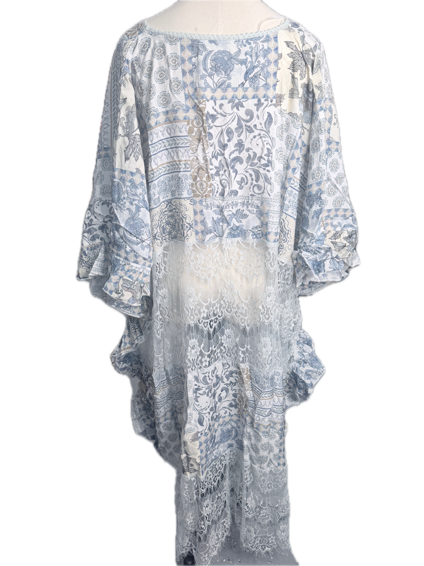 Oli & Hali- Washed Lace Mix Print Duster (Blue)