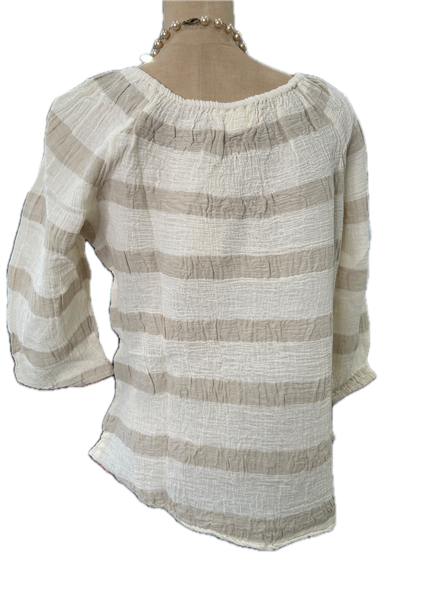 Paper Lace- Elastic Stripe Top (Natural/Ivory) *Final Sale*
