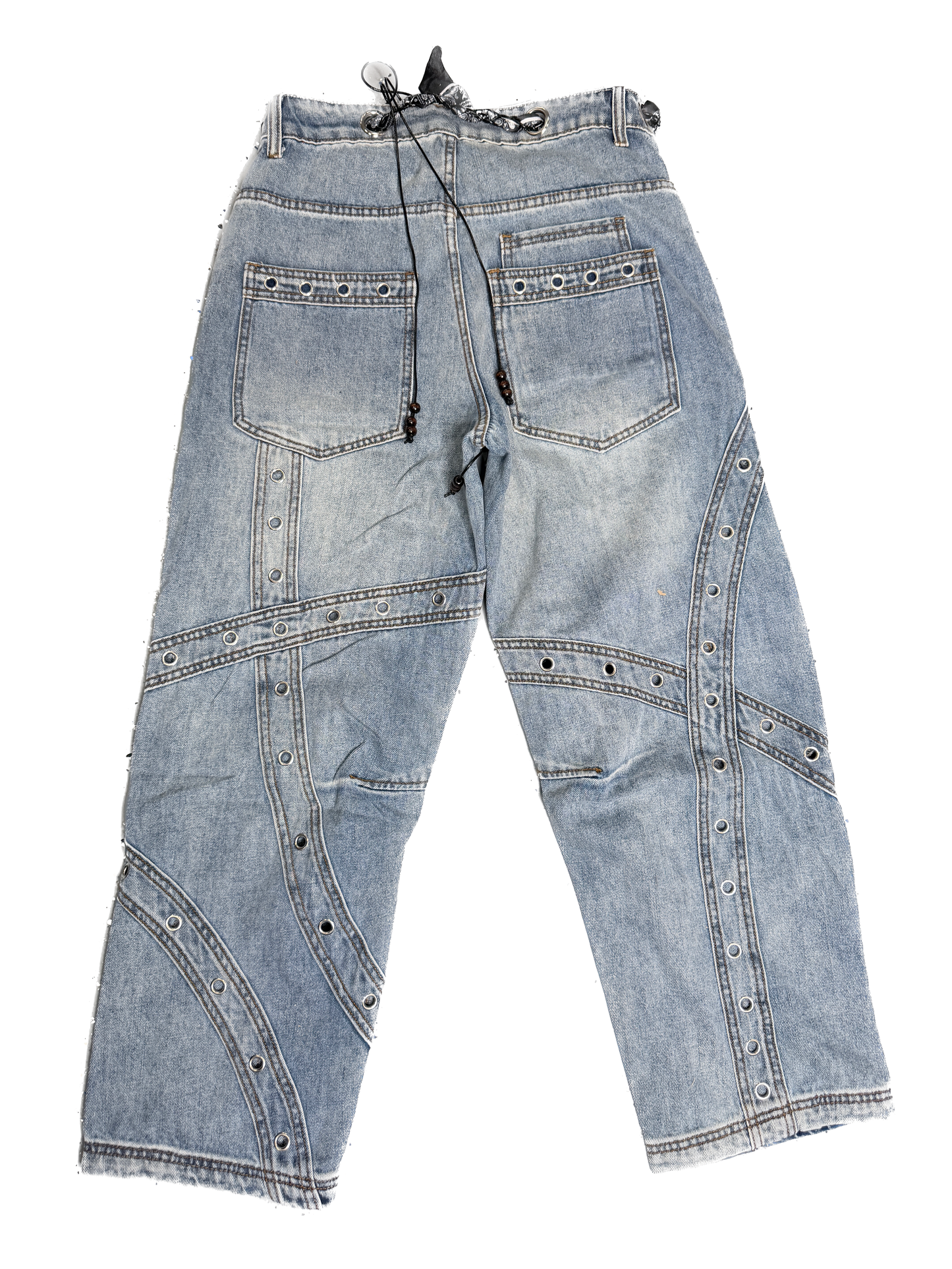 Oli & Hali- Washed Grommet Detail Barrel Pants (Denim)