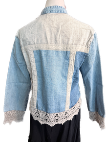 Boho Lace Trim Button-Down Top (Latte)