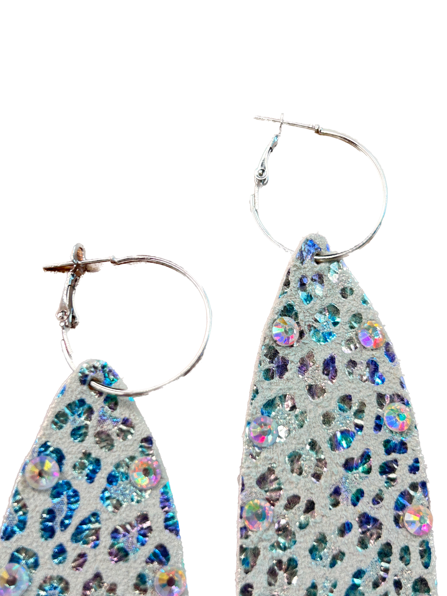 Sandra Ling Designs- Rainbow Leopard Print Leather Earrings