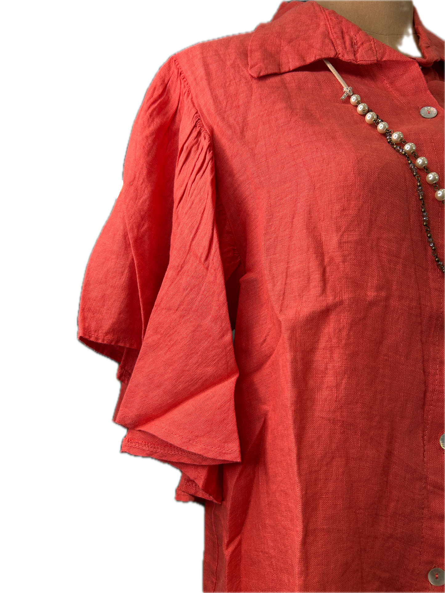 Linen Top - (Coral) *Final Sale*