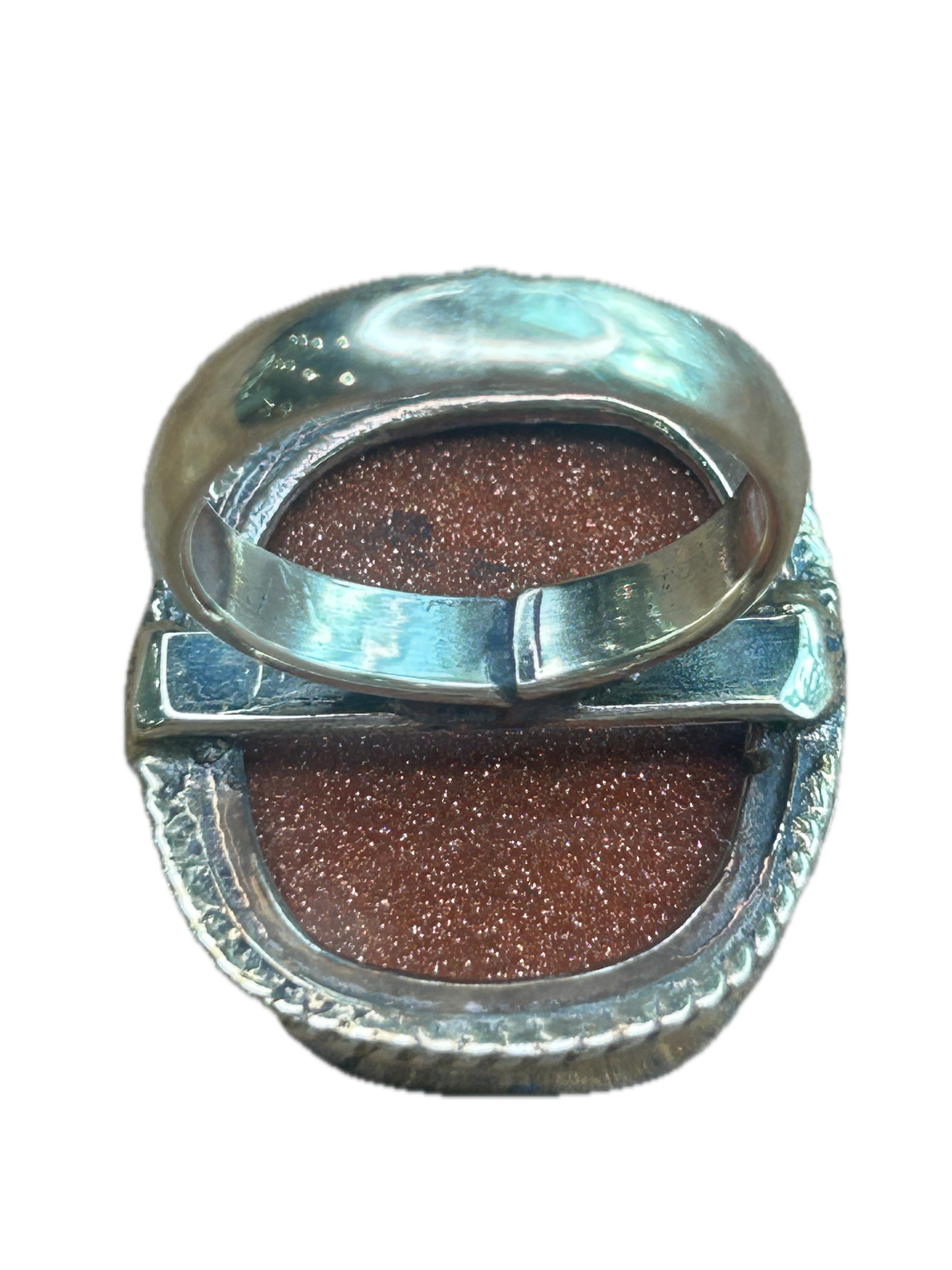 German Silver Dainty Goldstone Ring