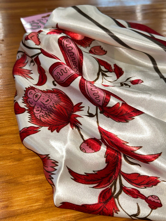 Sway Satin Headband Cream, Maroon and Pink