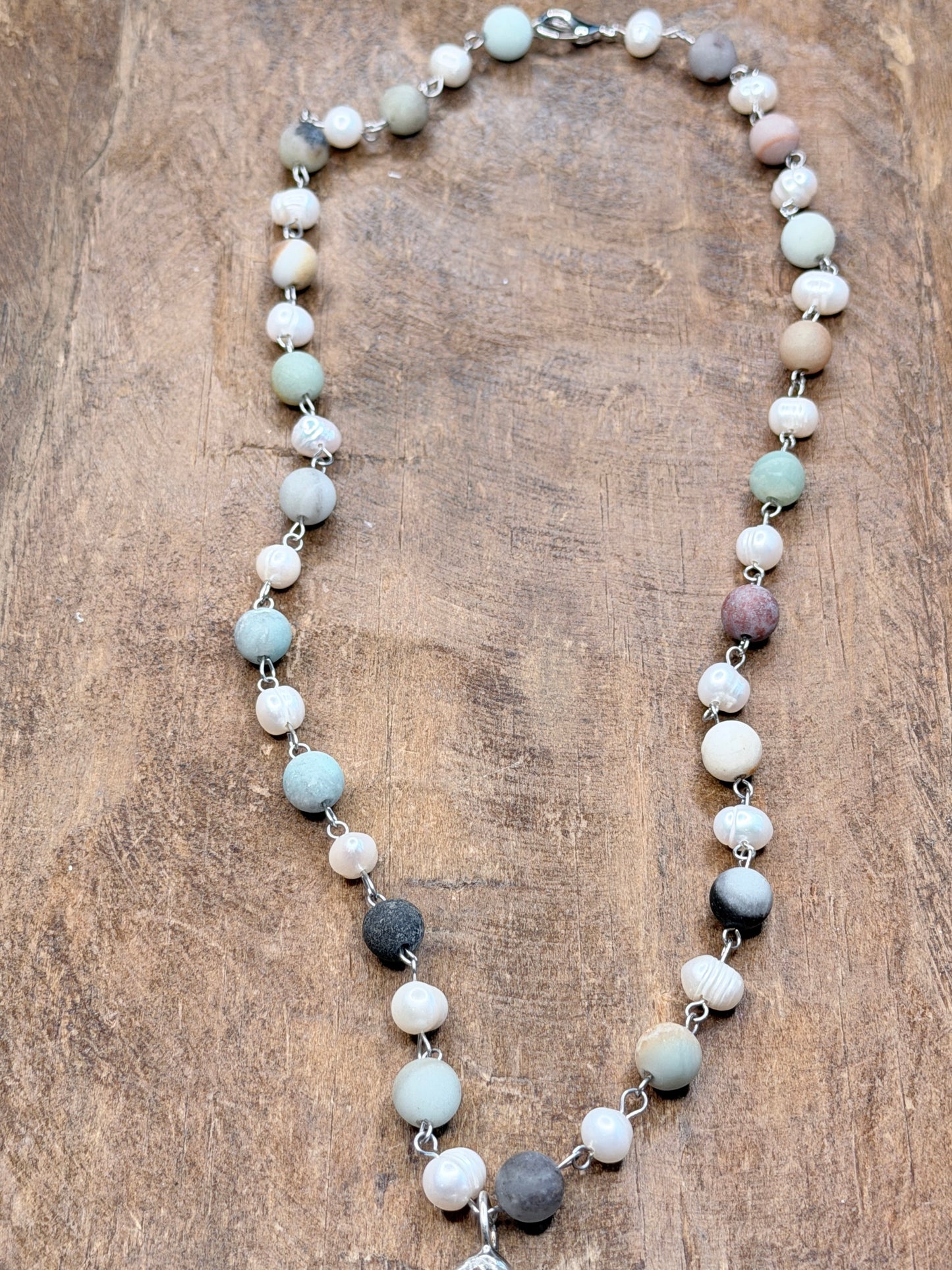 Soldered Aqua Terra Jasper Slab Necklace D