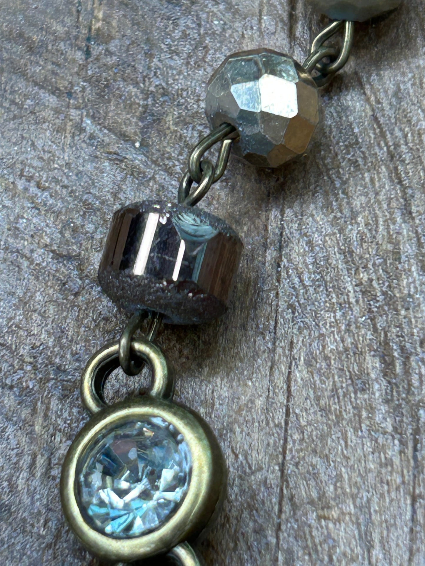 Long Multi-Beaded Brown-Tones Necklace with Dual Stones
