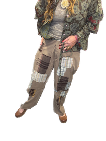 Jaded Gypsy- Traveling on Pants (Khaki Plaid)