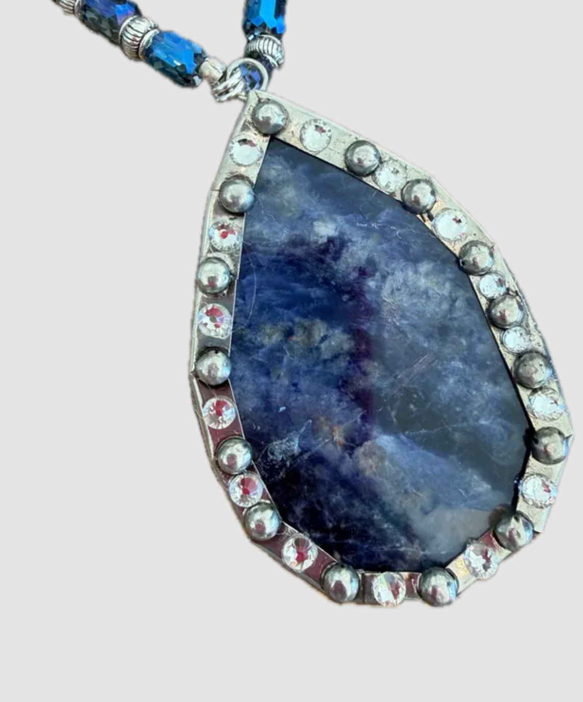 A Rare Bird-Sodalite Cross Necklace