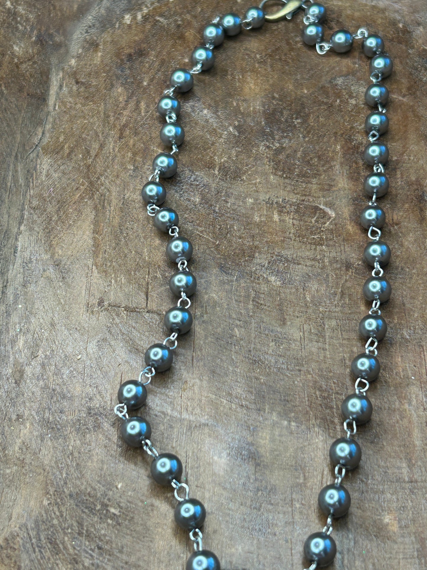 German Silver Green Howlite and Lapis Necklace B