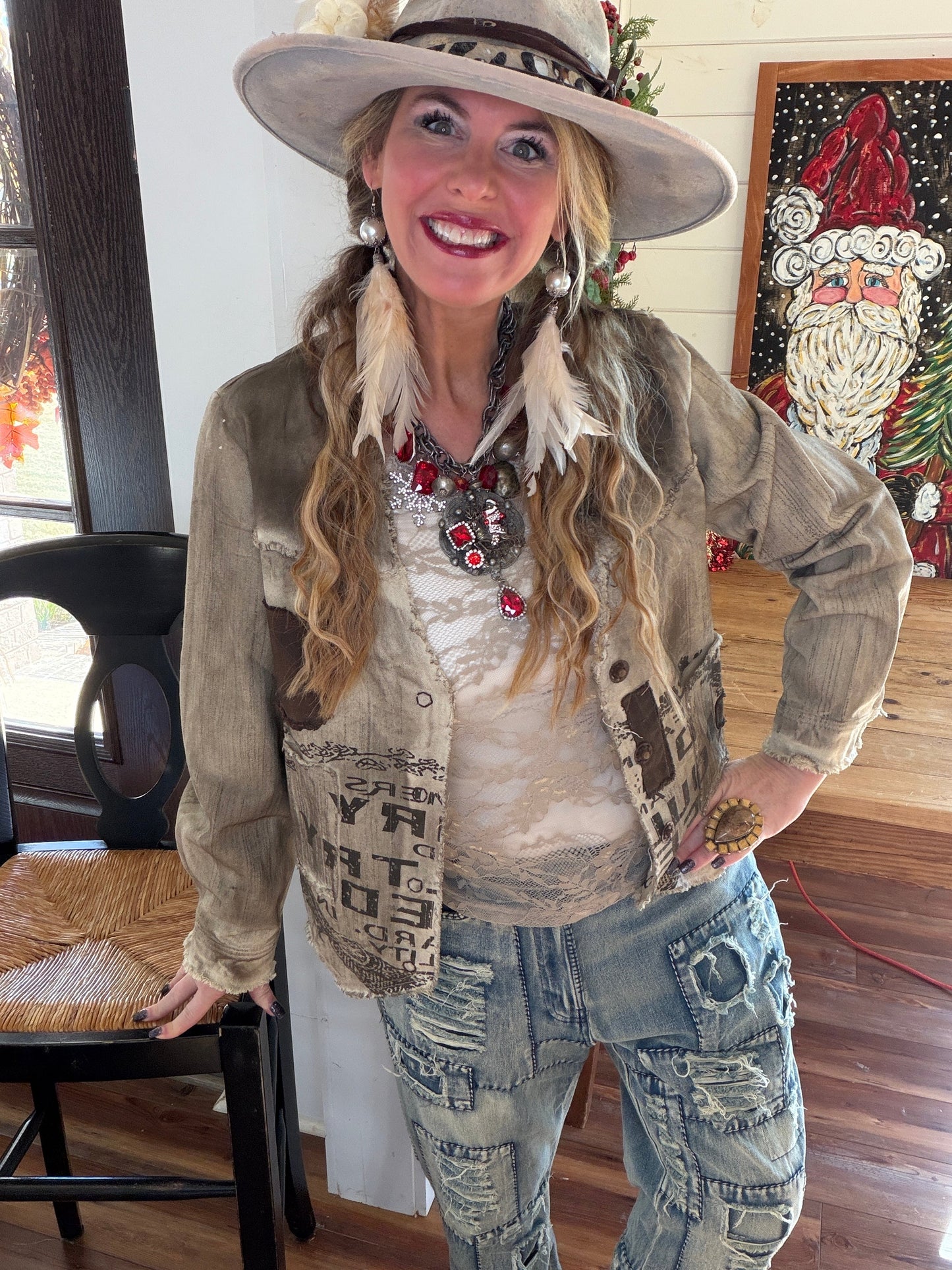 Bluevelvet- Washed Distressed Patchwork Jeans *Final Sale*