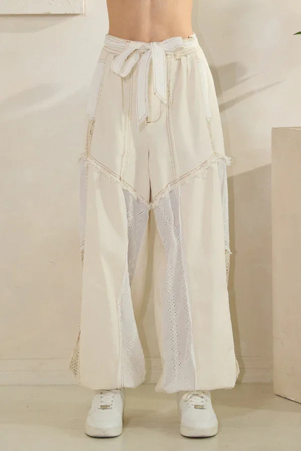 Oli & Hali- Washed Belted Jogger Pants (Cream) *Final Sale*