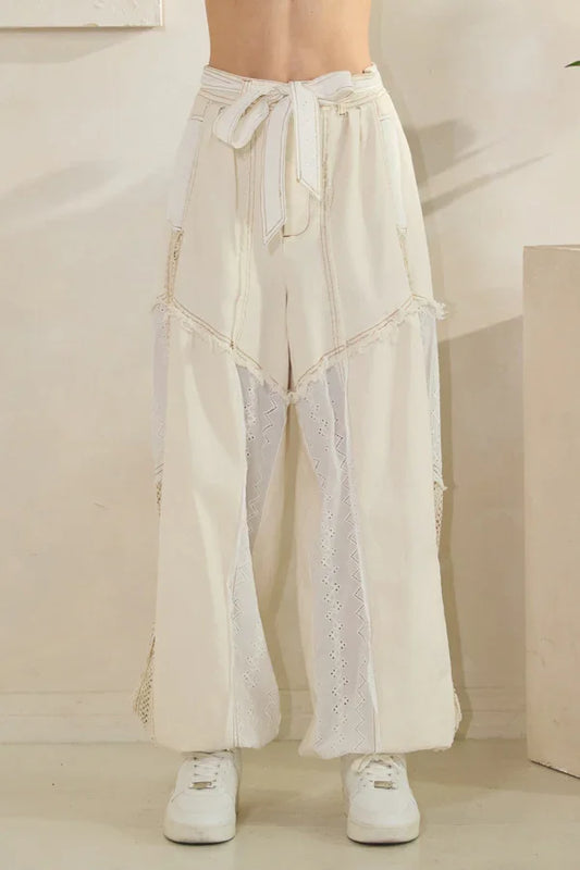 Oli & Hali- Washed Belted Jogger Pants (Cream) *Final Sale*
