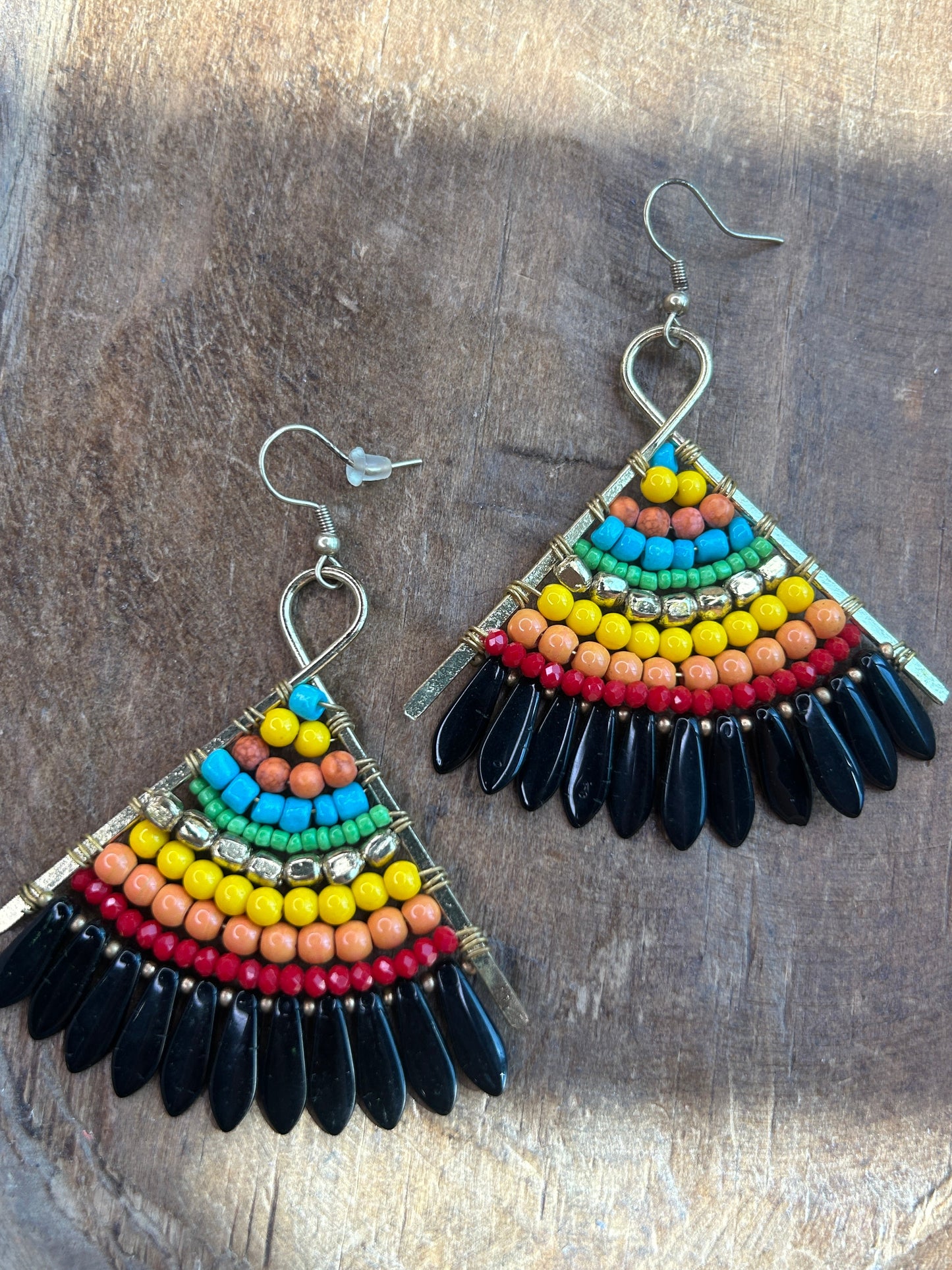 Boho Beaded Teepee Earrings