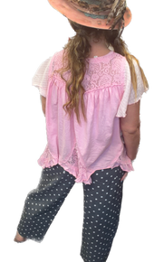 Oddi- High-rise Denim Polka Dot Bow-tied Pants (Denim)
