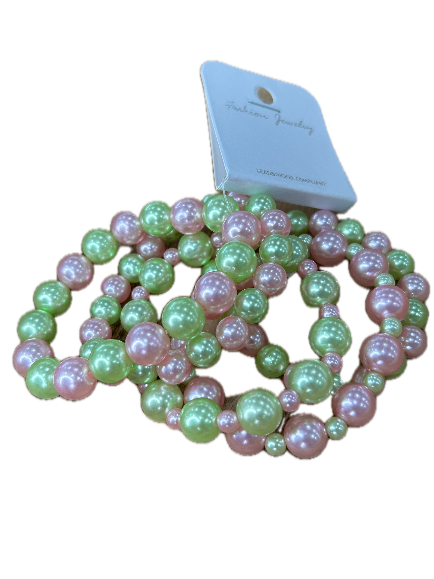 5 Strand Bracelet Stack (Pink and Green)