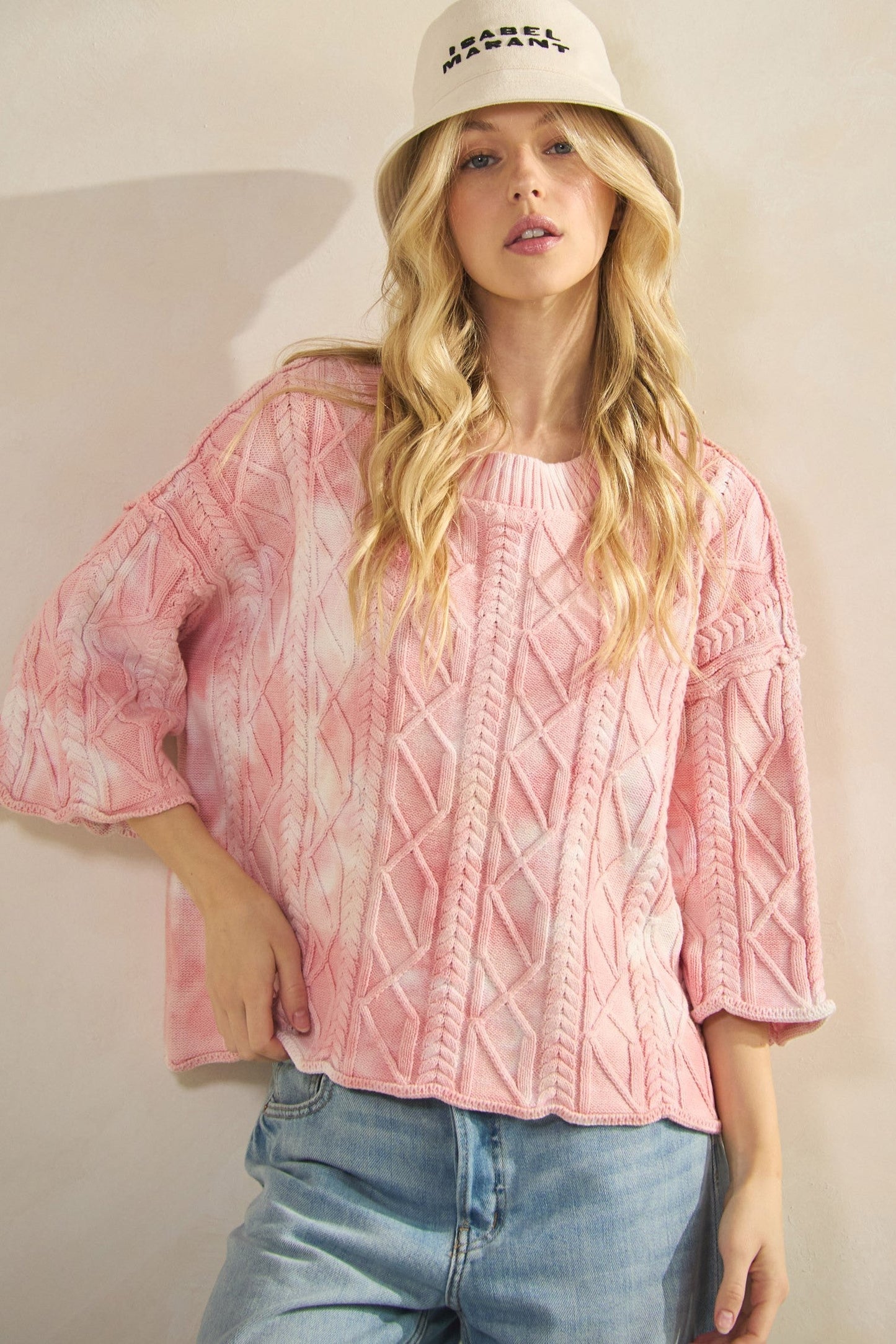 Sage & Fig- Dream Daze Knit Sweater (Rose Pink)