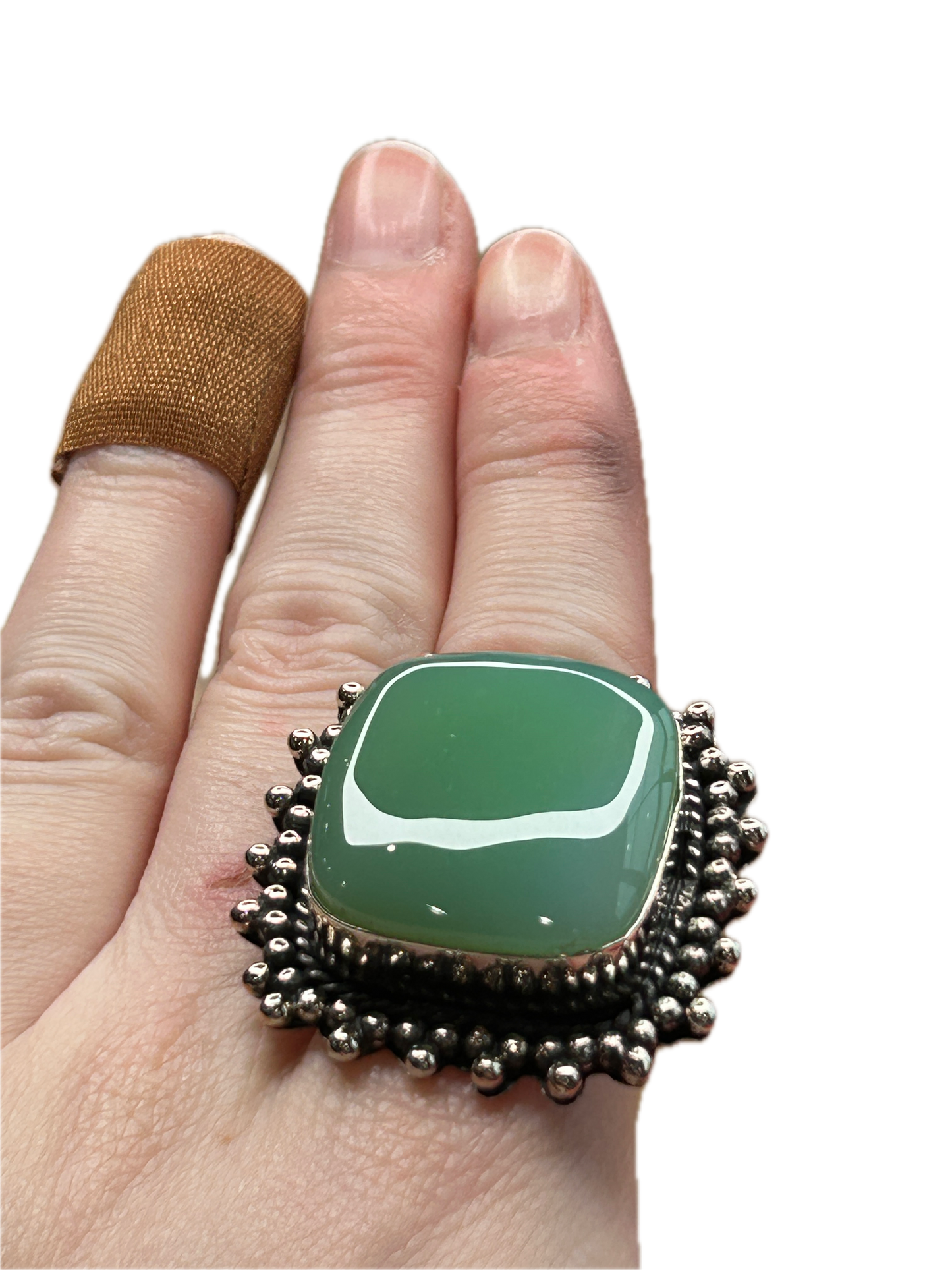 German Silver Chrysoprase Ring