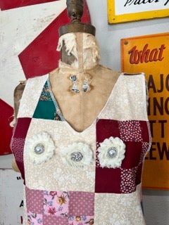 Handmade Quilted Smock Checkered Squares 2 *Final Sale*
