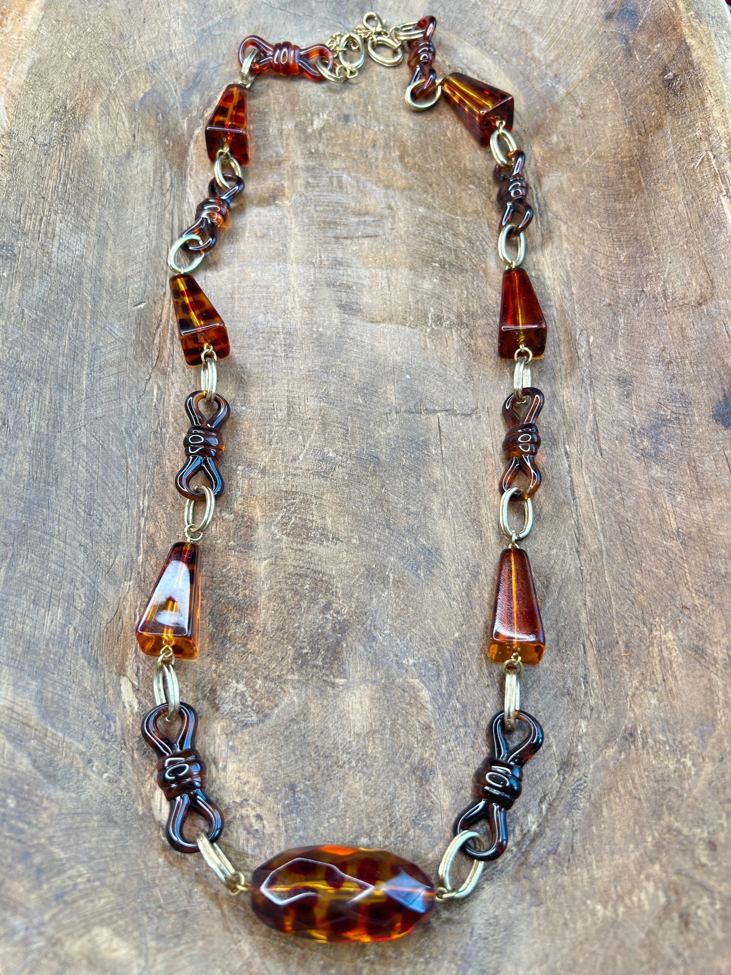 Long Leopard Print Resin Necklace