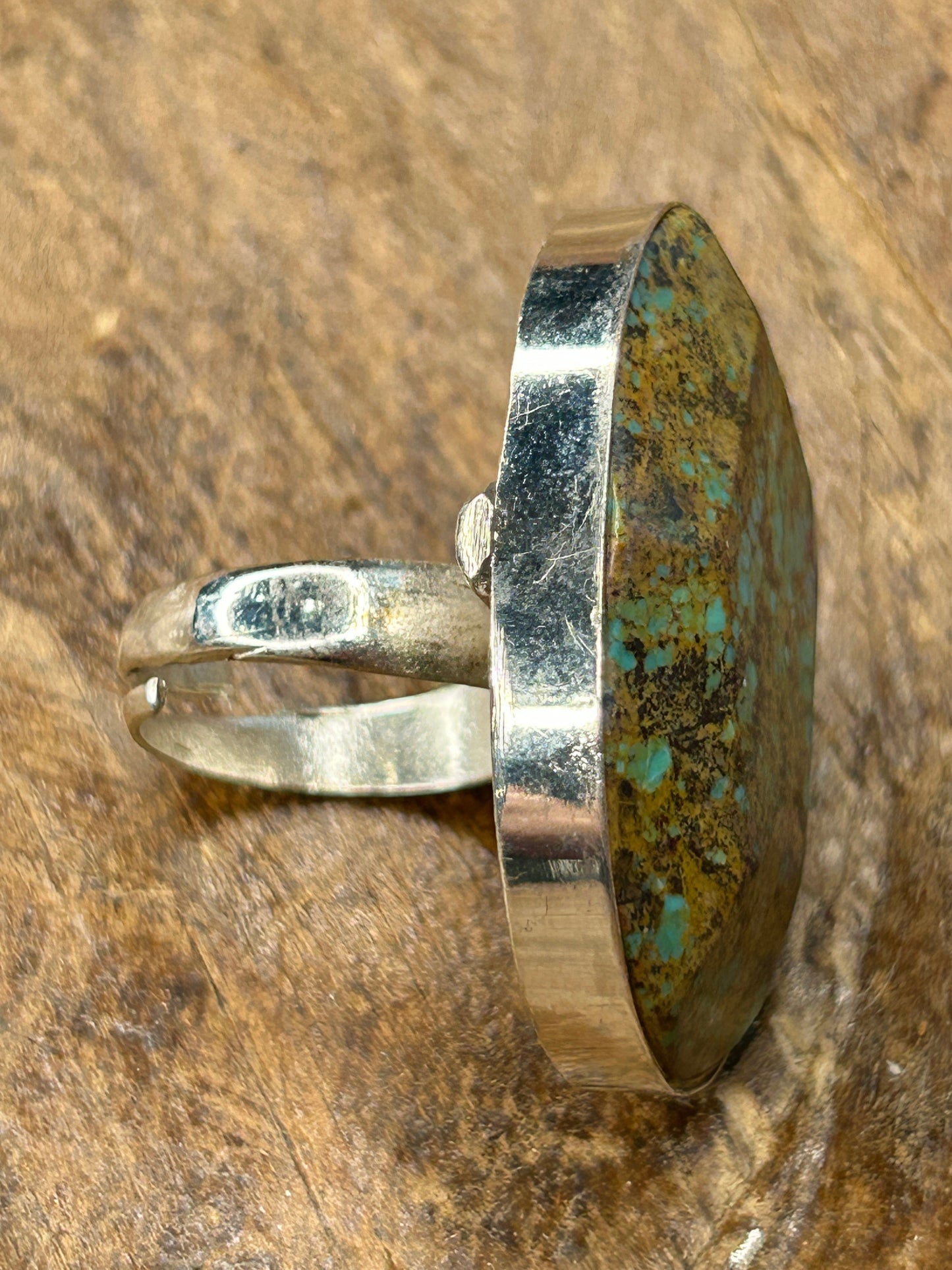 German Silver Faceted Turquoise Ring
