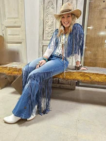 Rare Bird- Denim Fringe Collar - FINAL SALE