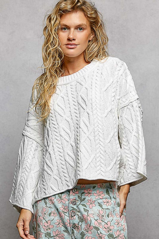 POL- 3/4 Sleeve Sweater (Off White)  PREORDER *Final Sale*