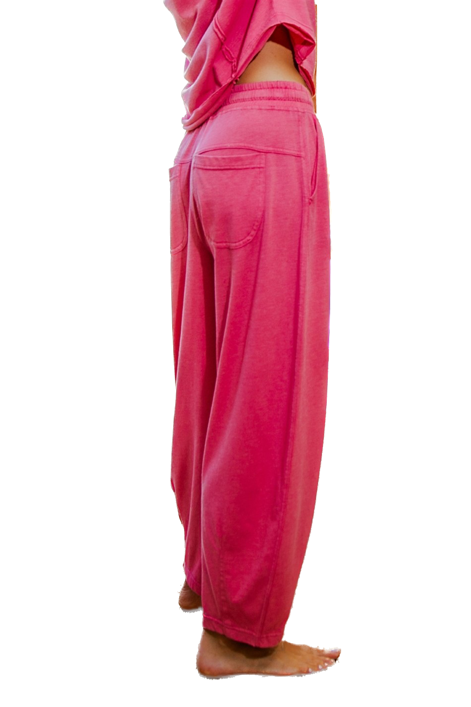 Mineral Washed Cotton Barrel Pants (Strawberry)