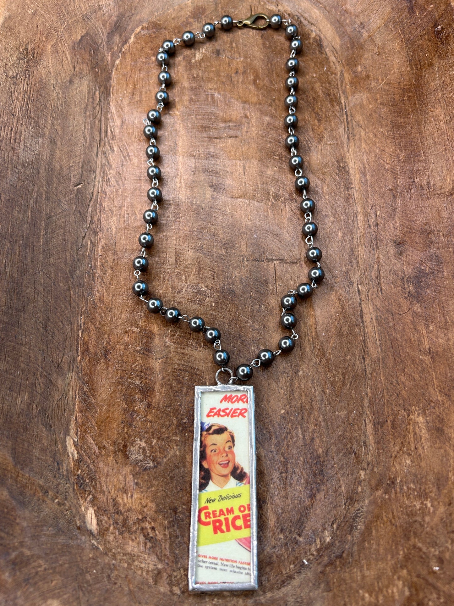 Soldered Vintage 1940's Cream Rice Necklace