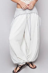 POL- Oversized Thermal and Ribbed Pants (Oatmeal Grey) *Final Sale*