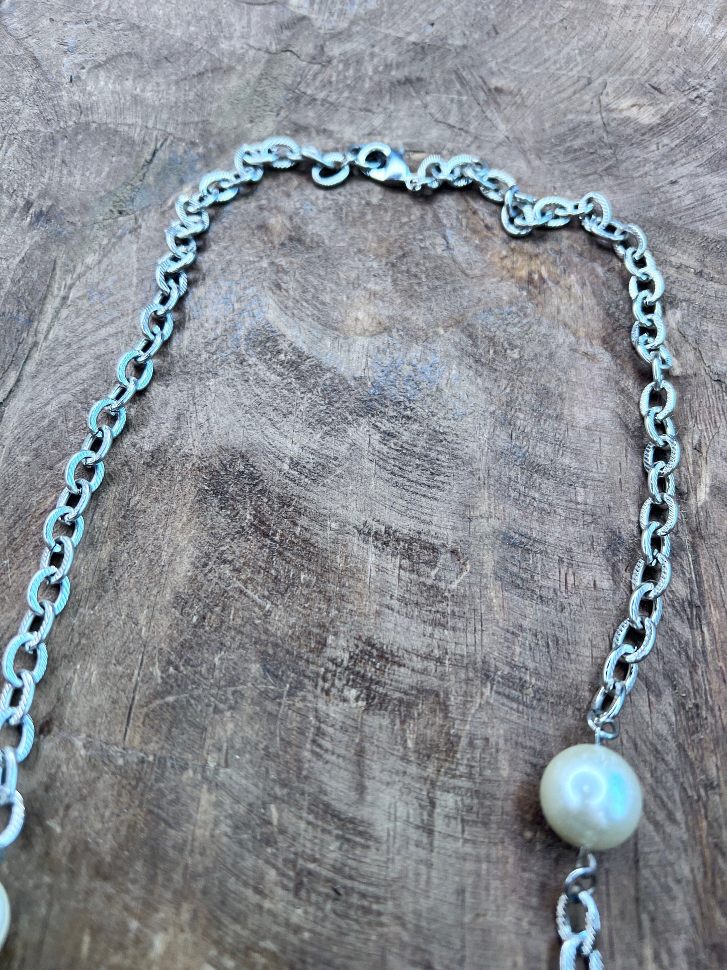 Art by Amy- Silver Pearl Necklace