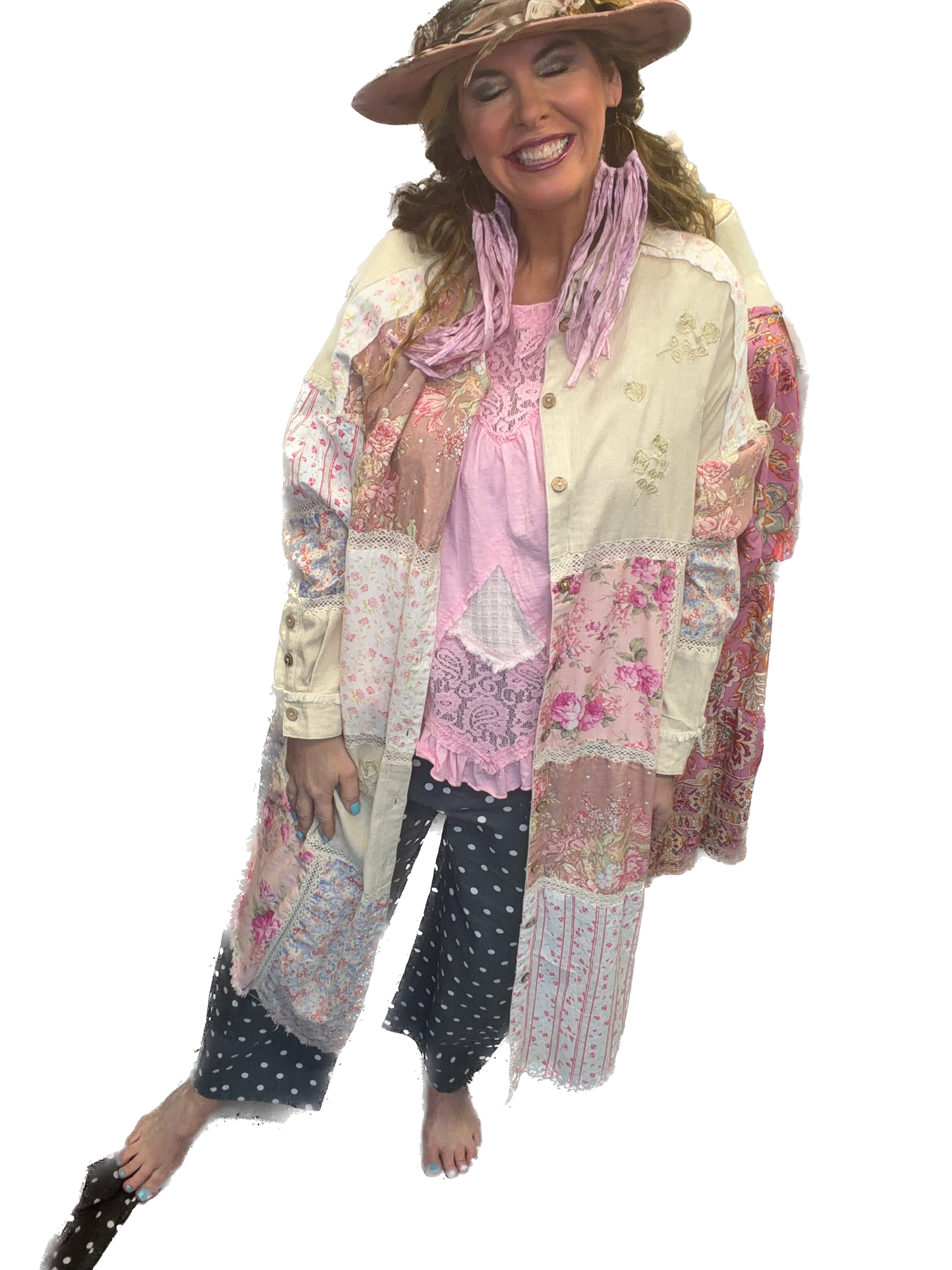 SALE Oli & Hali- Washed Multi Print Long Top (Mauve) *Final Sale*
