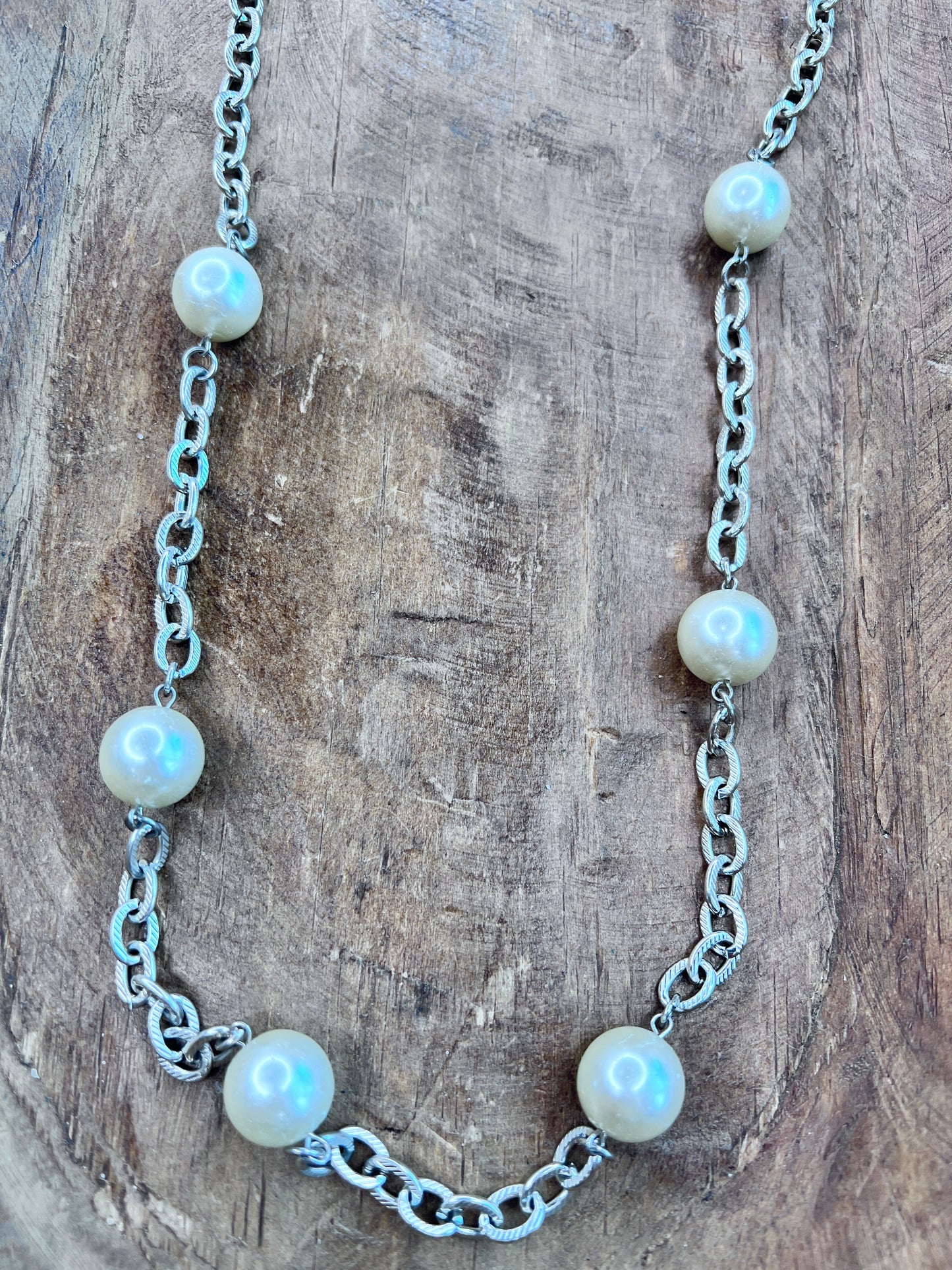 Art by Amy- Silver Pearl Necklace