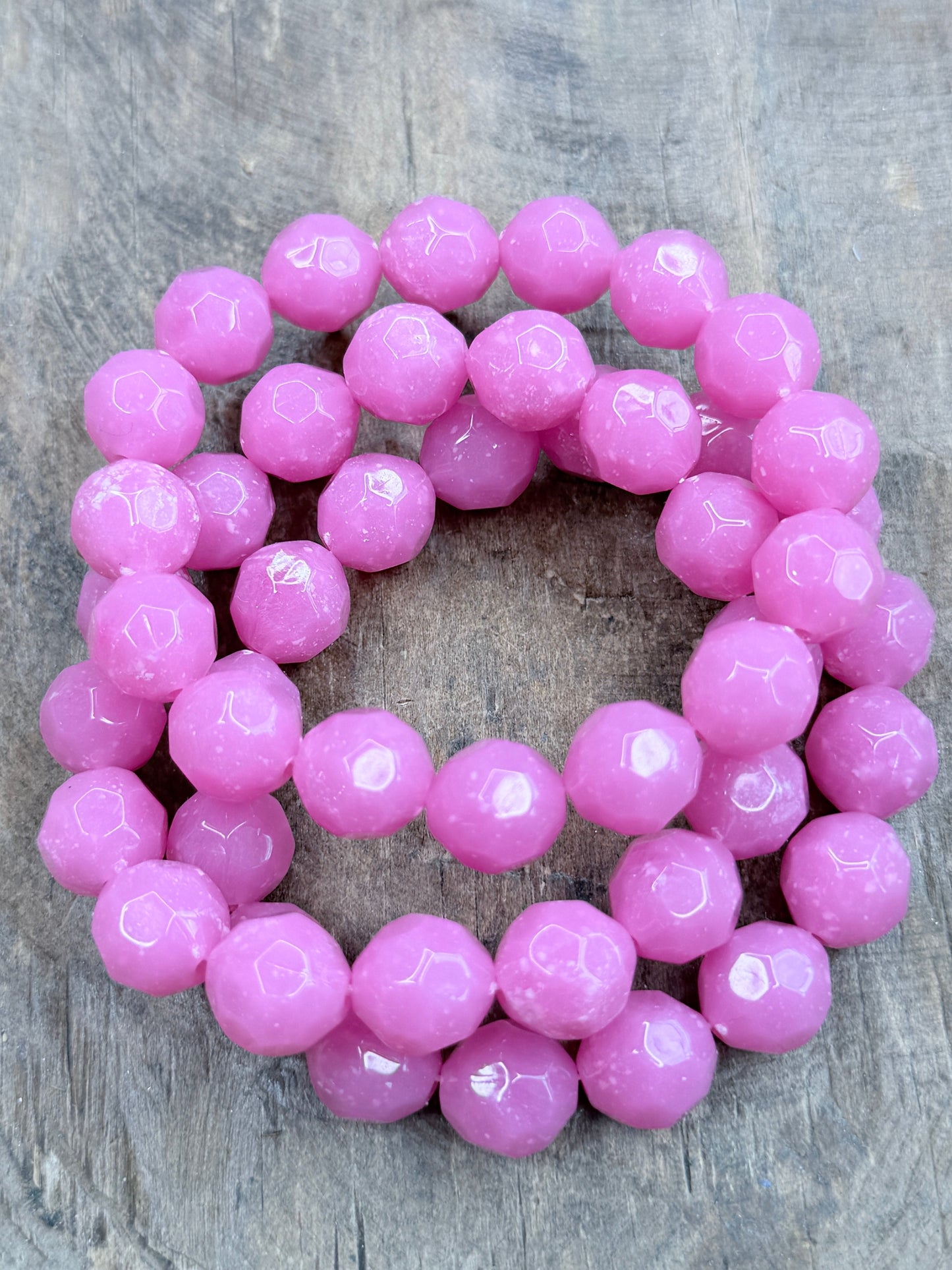 Pink Acrylic Beaded Bracelet Stack
